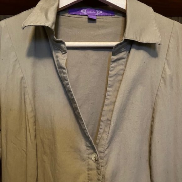 Smart and Simple Olive Drab Dress With Pockets - Picture 3 of 8